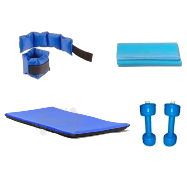 Set de entrenamiento colchoneta + pesas recargables + tobillera 2 kg + tiraband