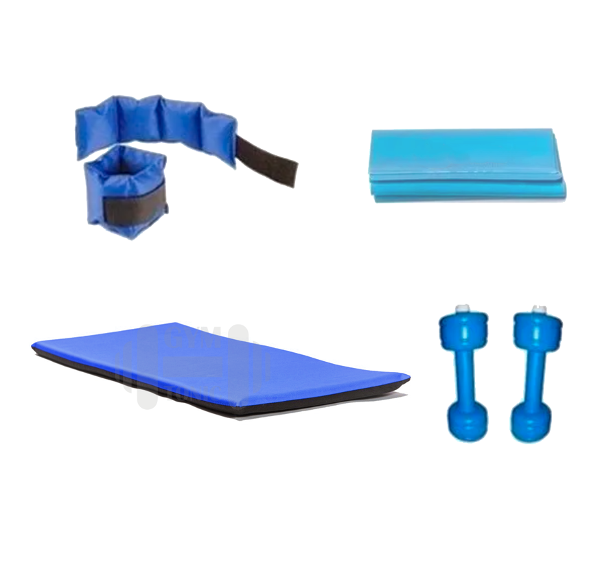Set de entrenamiento colchoneta + pesas recargables + tobillera 2 kg + tiraband