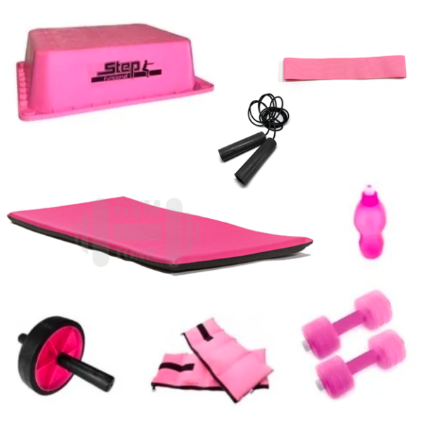 Set entrenamiento - step tobilleras colchoneta pesas tiraband y más