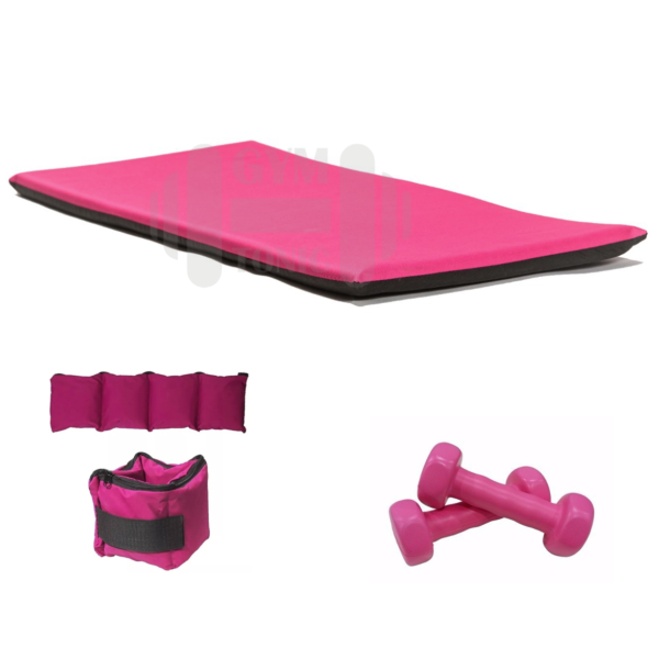 Kit Rosa - Colchoneta + Tobilleras + Pesas 1 kg