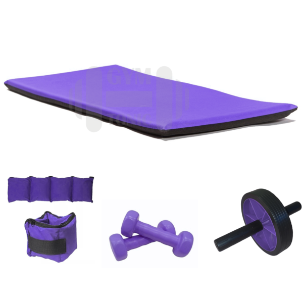 Kit Violeta - rueda + colchoneta + tobilleras + pesas 1 kg