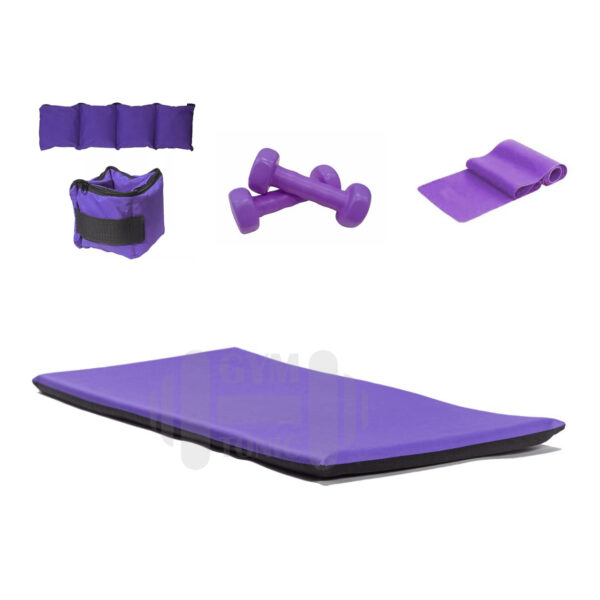 Set Kit Violeta - Colchoneta + Tobilleras + Pesas + Tiraband