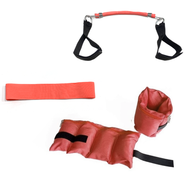 Kit piernas gluteos completo - tobilleras 1 kg + extensor de tobillos + banda circular
