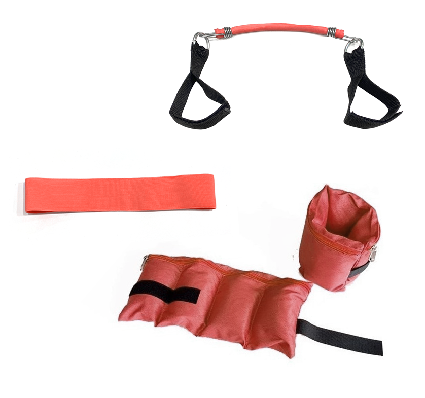Kit piernas gluteos completo - tobilleras 1 kg + extensor de tobillos + banda circular