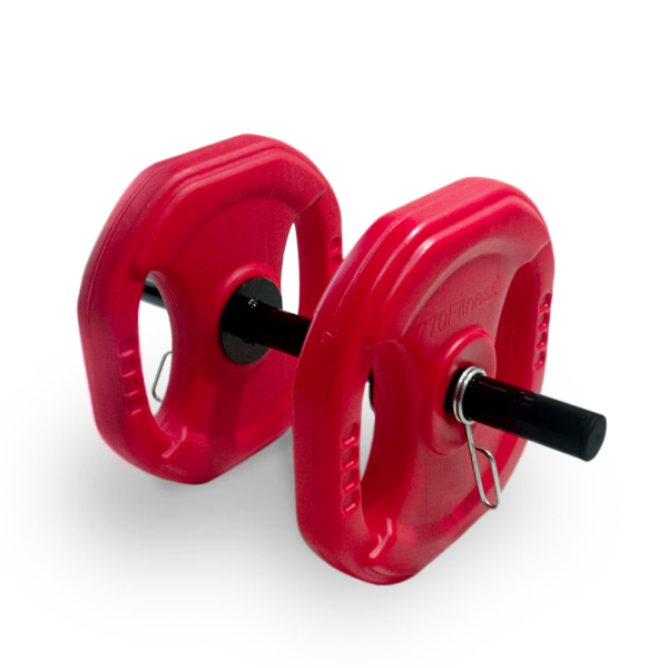Mancuerna + 10 kg de discos PVC + topes