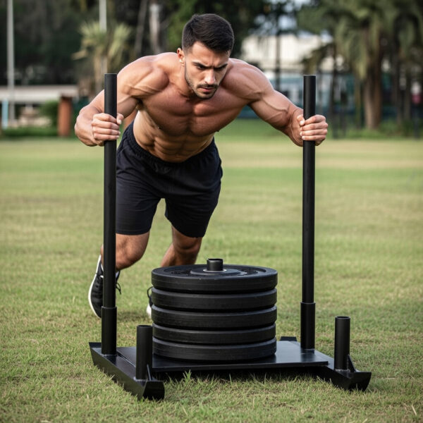 Trineo de empuje arrastre fuerza grande para discos olímpicos