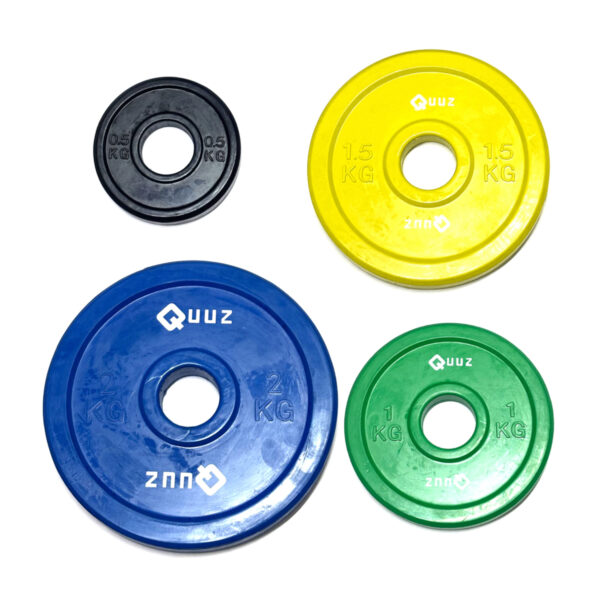 Set de discos olímpicos de goma bumper 0.5 - 1 - 1.5 - 2 kg Quuz