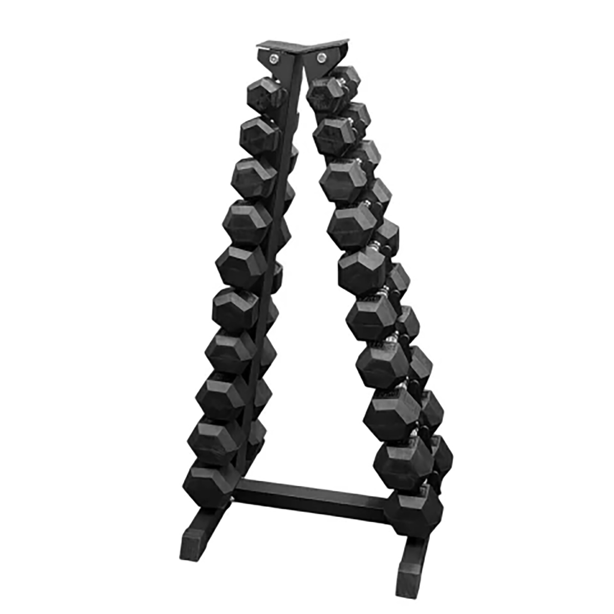 Par de mancuernas hexagonales de 1 a 10 kg + Rack vertical organizador pino - Image 2