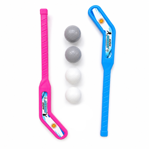 Juego set de hockey infantil 2 palos + 4 pelotas de PVC