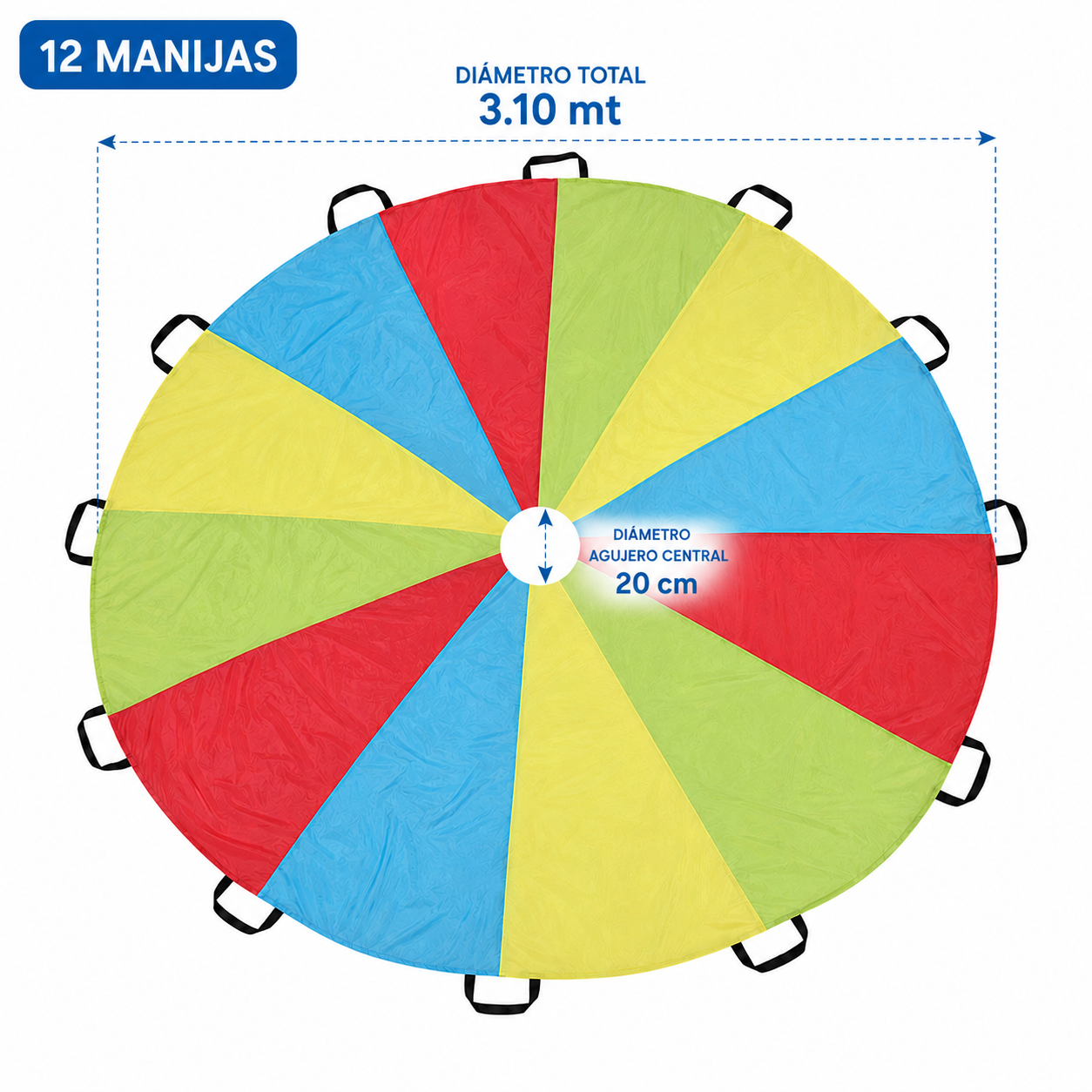 Paracaidas didactico gigante de juego para niños con agujero central - Image 3
