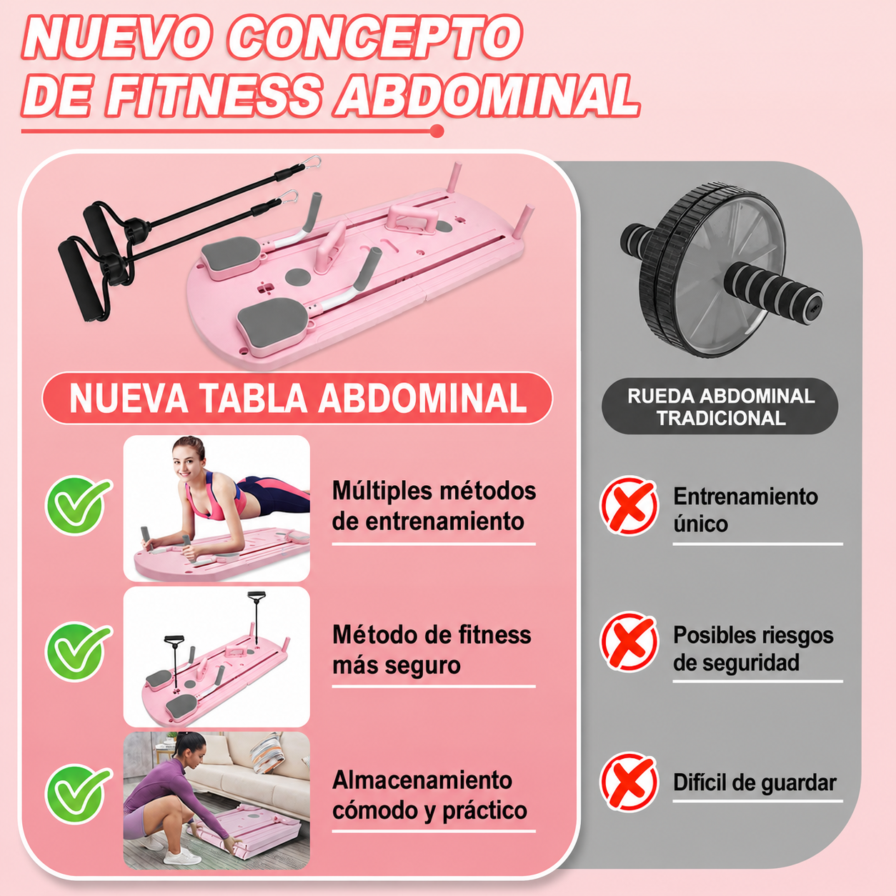Tabla de Pilates Reformer plegable 8 en 1 entrenamiento en casa - Imagen 11
