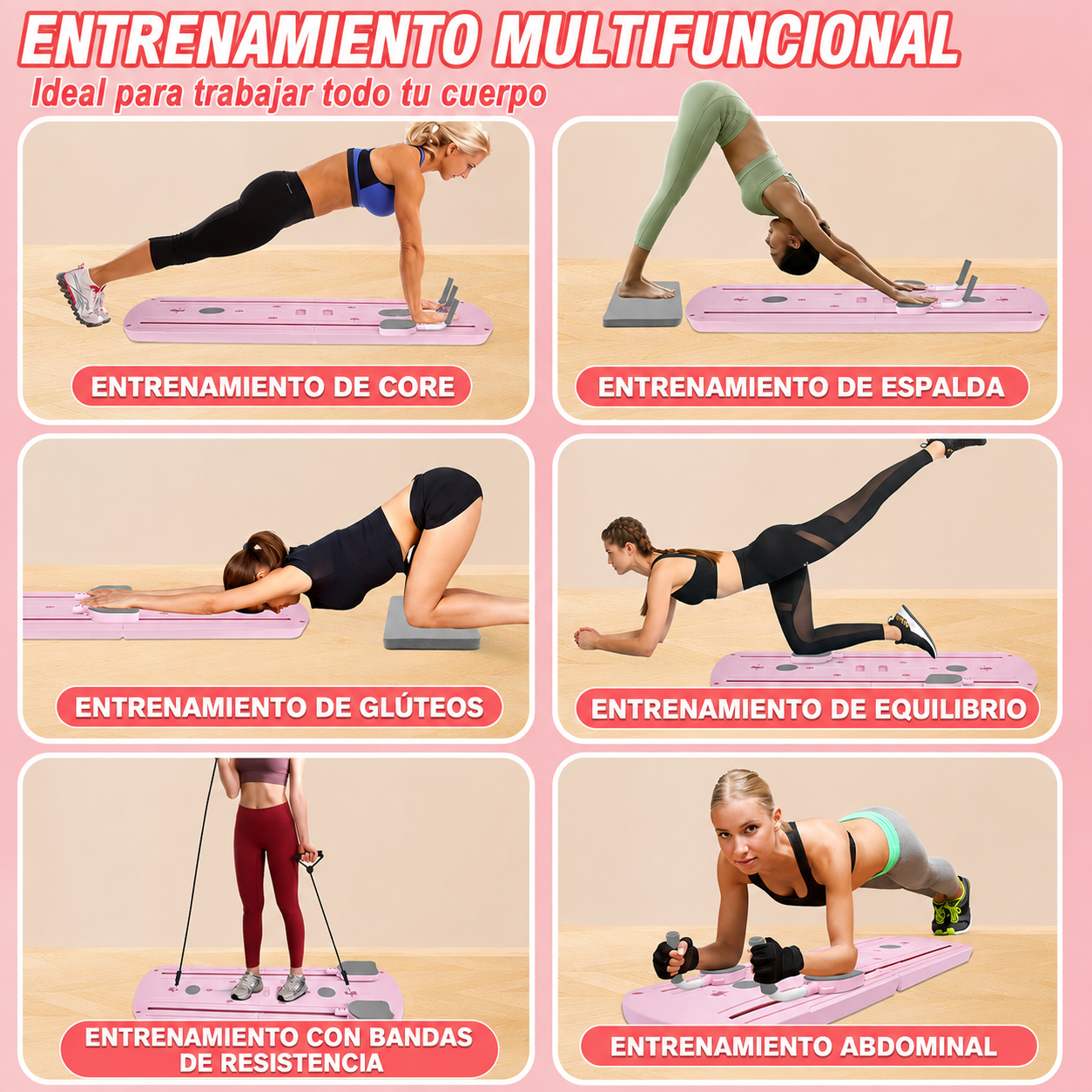 Tabla de Pilates Reformer plegable 8 en 1 entrenamiento en casa - Imagen 8