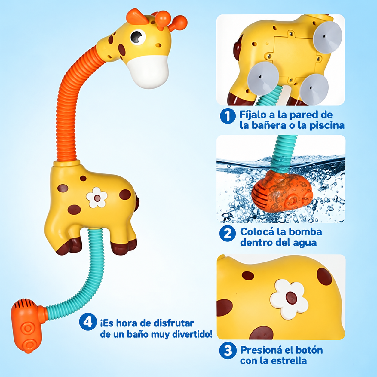 Duchador jirafa dinosaurio de ducha interactivo para bebés baño - Imagen 5
