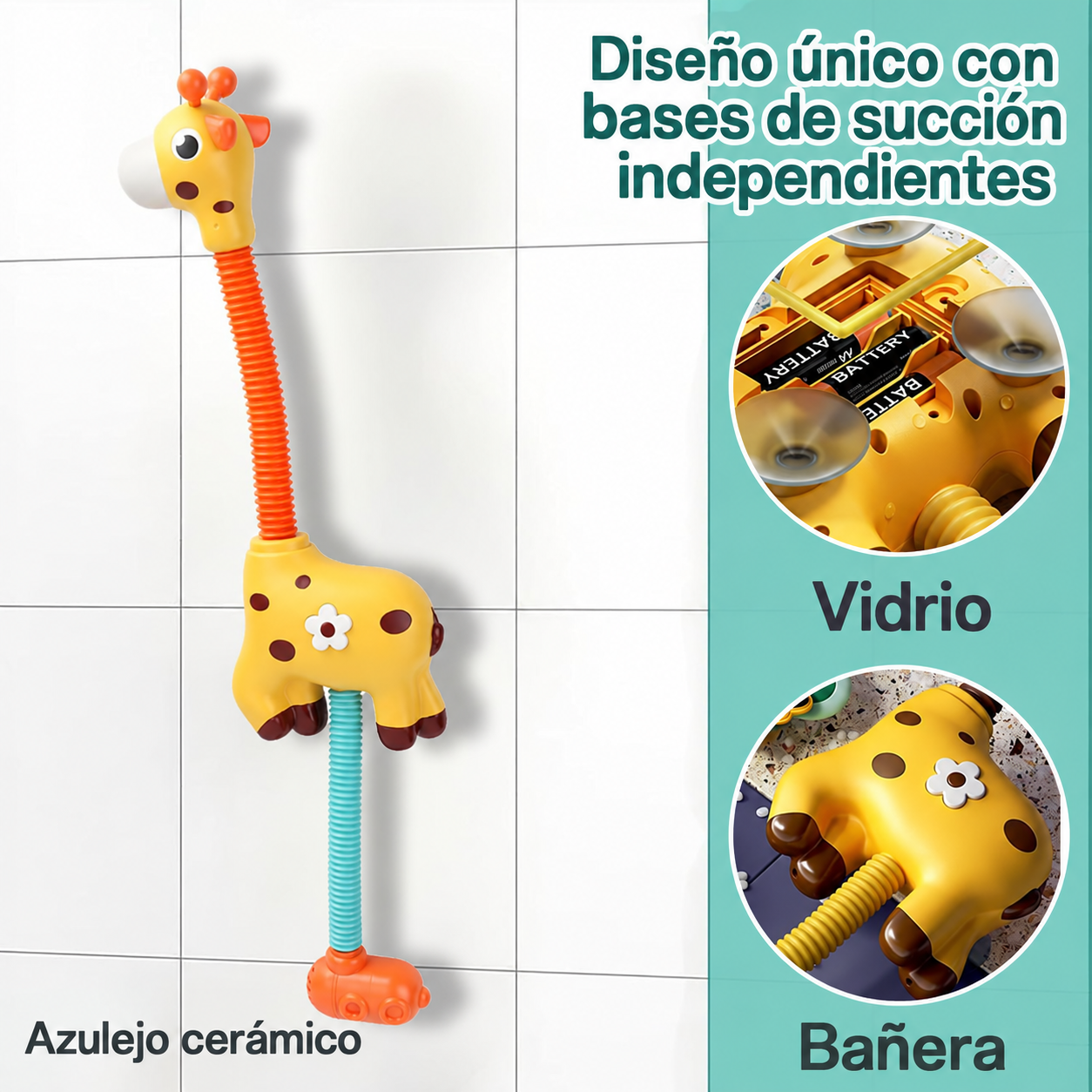 Duchador jirafa dinosaurio de ducha interactivo para bebés baño - Imagen 7