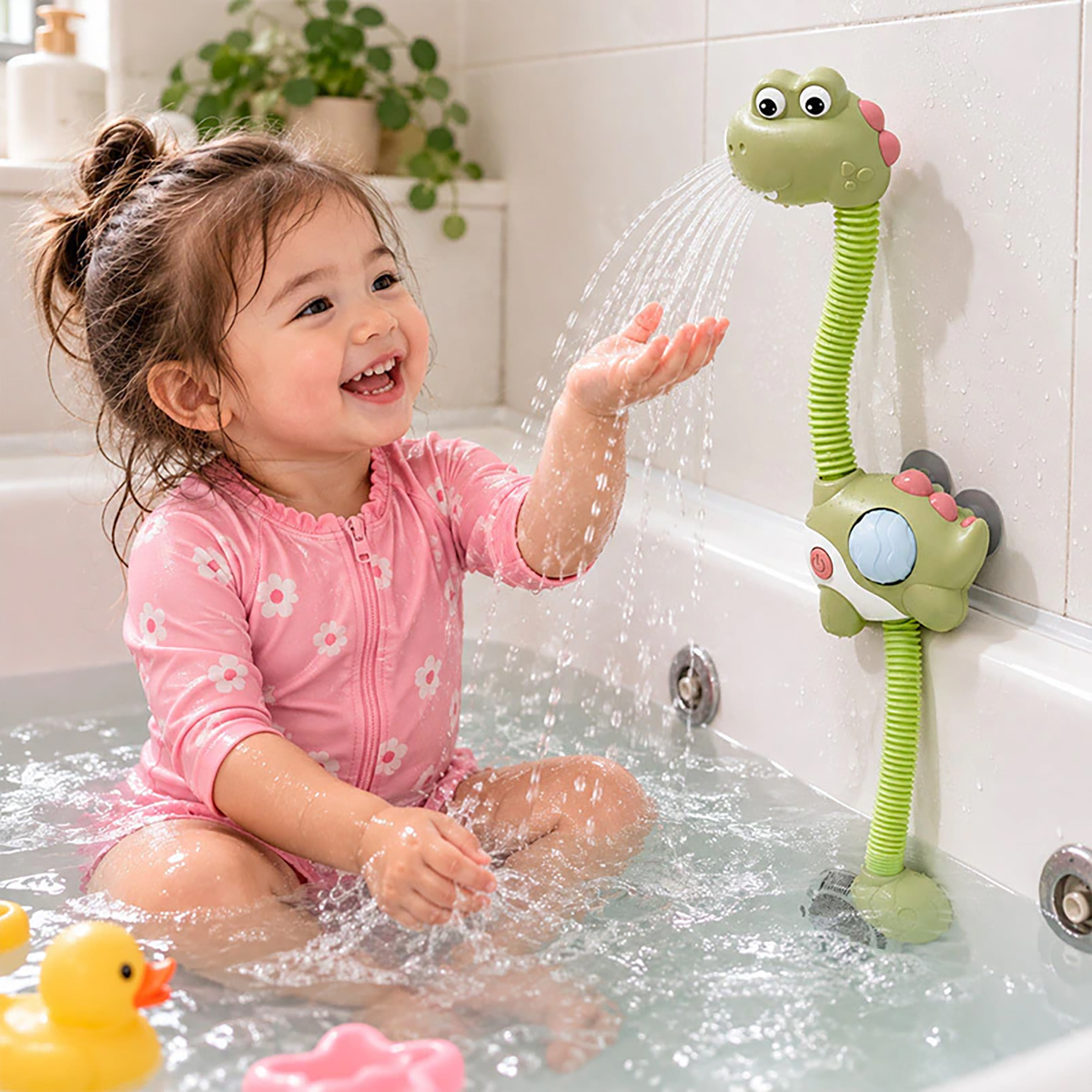 Duchador jirafa dinosaurio de ducha interactivo para bebés baño - Imagen 11